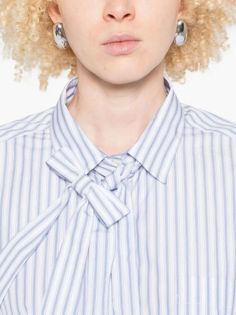 Prada striped tie-neck shirt - Blue