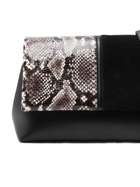 Manu Atelier The Fold snakeskin-pattern clutch bag - Black