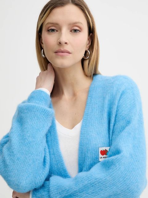 American Vintage kardigan wełniany damski kolor niebieski lekki NEN19A