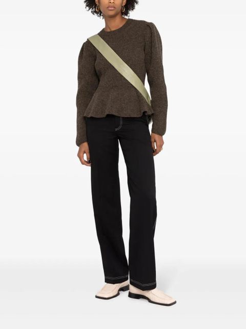 LEMAIRE ribbed-knit peplum-hem jumper - Brown