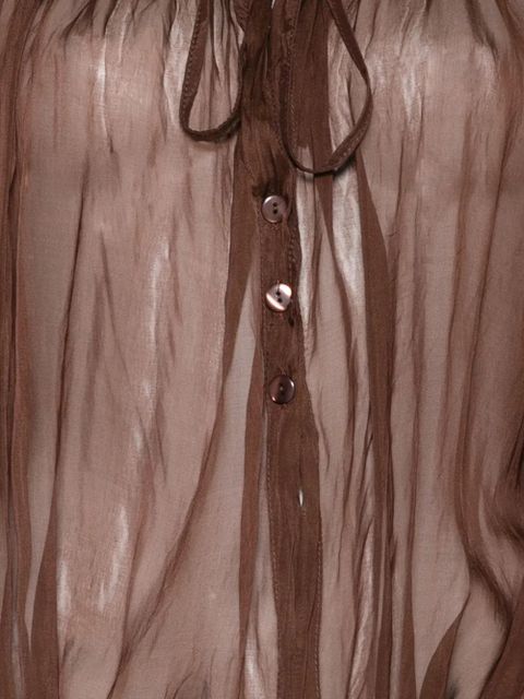 SOLOTRE tie-neck blouse - Brown