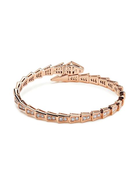 Bvlgari 18K rose gold Serpenti Viper diamond bracelet - Pink