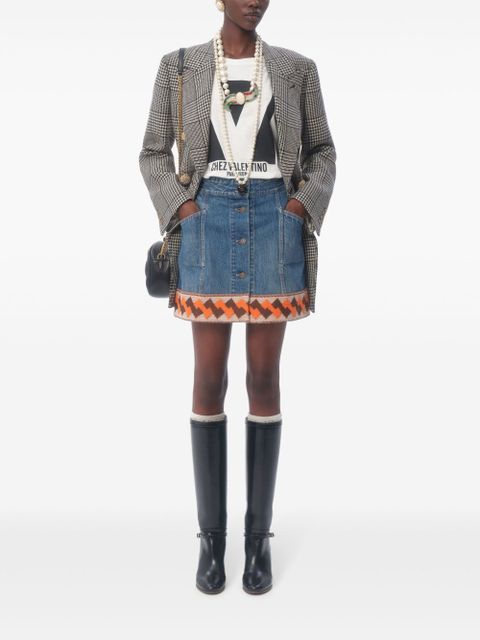 Valentino Garavani jacquard-trim mini skirt - Blue - zdjęcie produktu nr 2