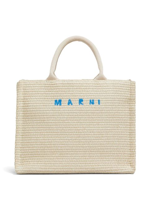 Marni small raffia tote bag - Neutrals - zdjęcie produktu nr 1