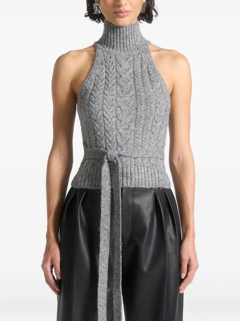 Manière De Voir Mirim cable-knit tie top - Grey - zdjęcie produktu nr 1