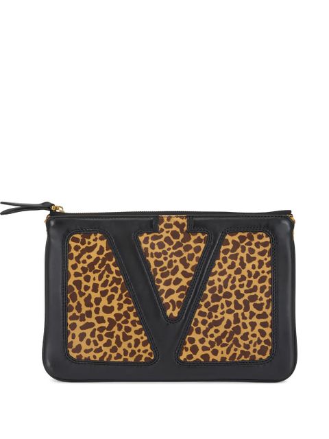 Valentino Garavani animal-print clutch bag - Brown - zdjęcie produktu nr 1