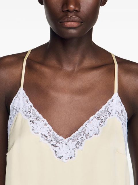 SANDRO lace-trim top - Yellow