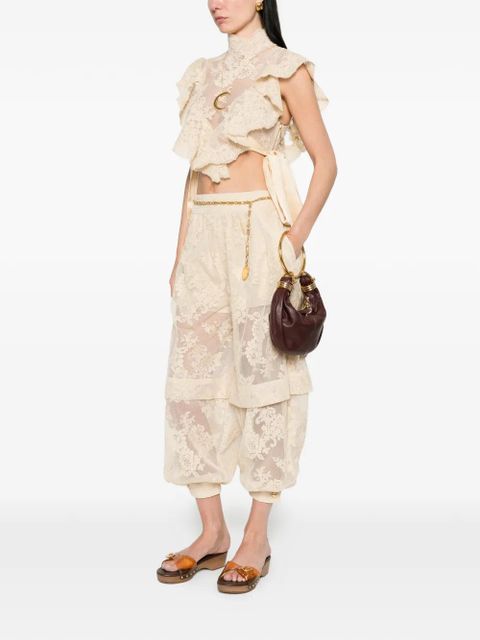 ZIMMERMANN Luna lace ruffled top - Neutrals - zdjęcie produktu nr 2