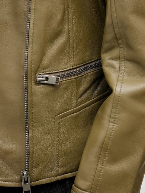 Answear.LAB ramoneska skórzana kolor zielony przejściowa