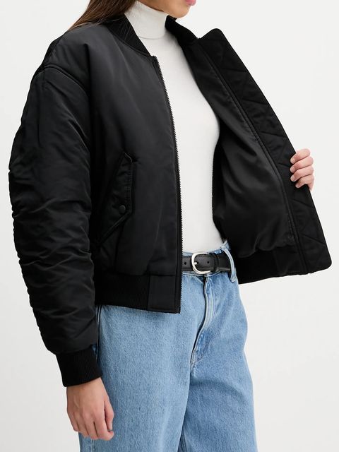 Hugo Blue kurtka bomber kolor czarny przejściowa oversize 50550702