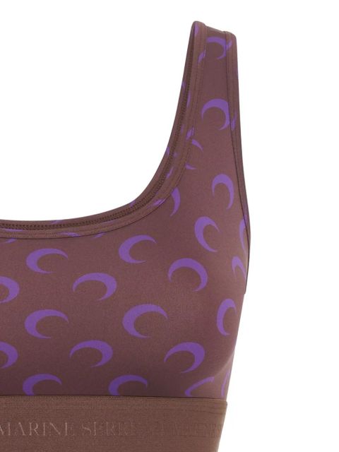 Marine Serre moon-printed sports bra - Brown