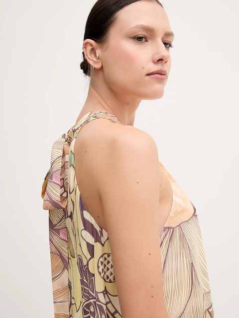 Sandro Ferrone sukienka kolor beżowy maxi rozkloszowana S18XBERANDOM