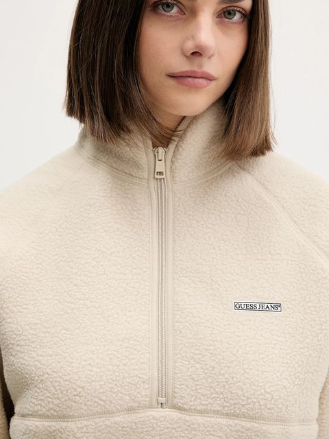 Guess Jeans bluza polarowa damska kolor beżowy gładka W5BQ18 K1042
