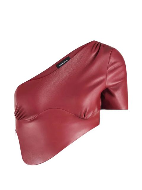 Manière De Voir curved hem leather crop top - Red - zdjęcie produktu nr 1