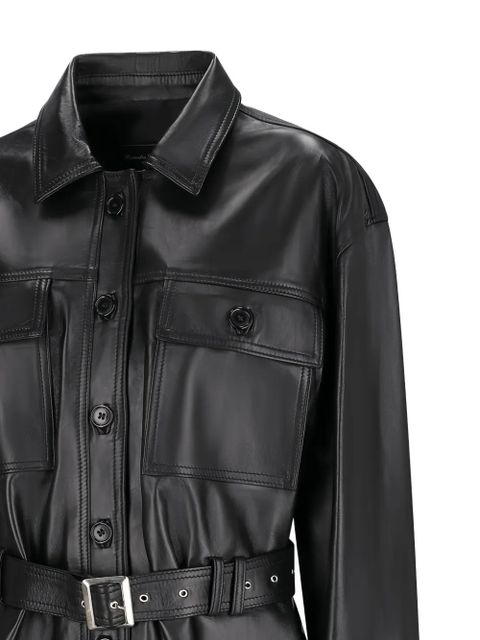 Alessandra Rich belted leather jacket - Black