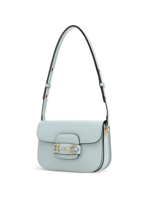 Gucci horsebit leather shoulder bag - Blue