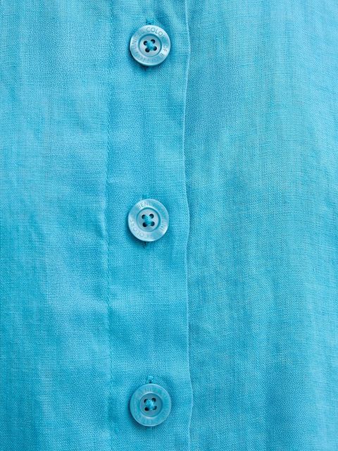 United Colors of Benetton koszula lniana kolor niebieski regular z kołnierzykiem klasycznym