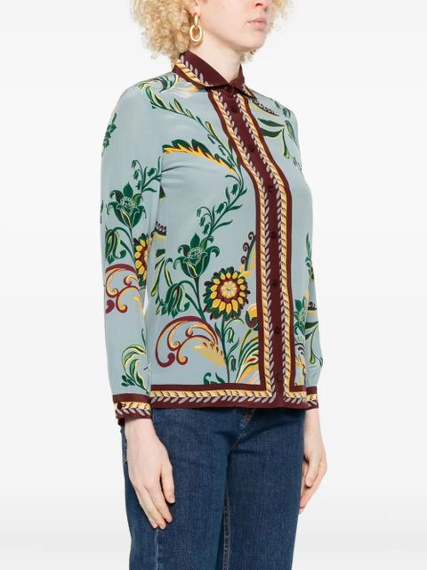 ETRO floral-print button-up jacket - Blue