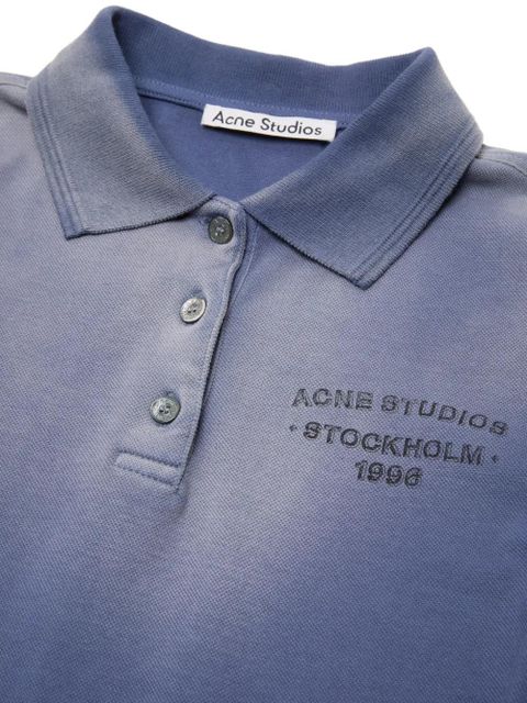 Acne Studios faded-effect logo-print polo shirt - Blue