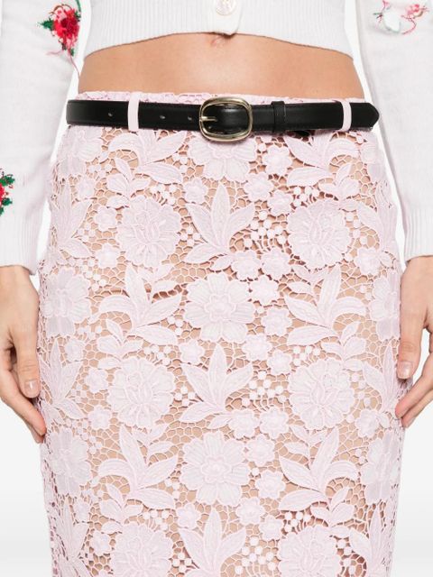 Self-Portrait floral lace midi skirt - Pink