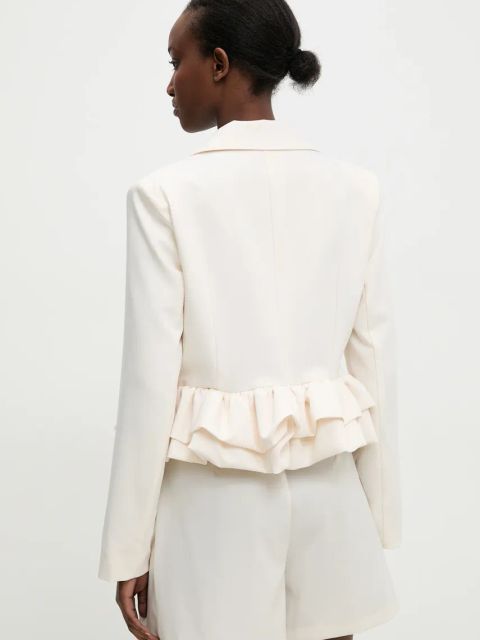 Answear.LAB marynarka kolor beżowy niezapinana gładka