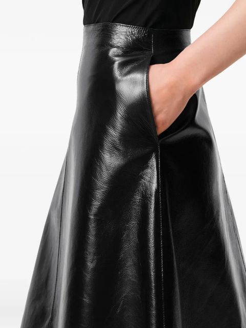 AMI Paris patent leather A-line midi skirt - Black