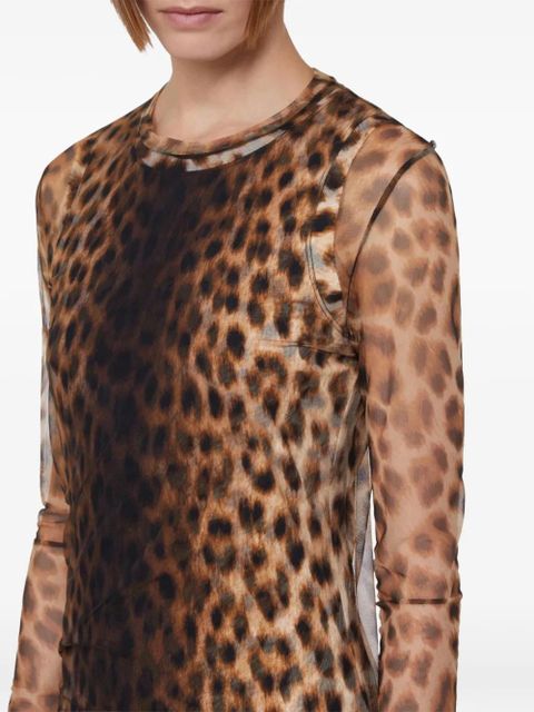 Sportmax leopard print long sleeve dress - Neutrals