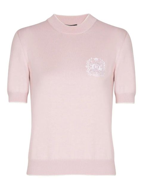 Balmain Emblème-embroidered T-shirt - Pink - zdjęcie produktu nr 1