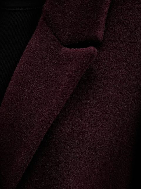 Answear.LAB płaszcz wełniany kolor bordowy przejściowy dwurzędowy