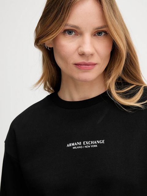 Armani Exchange bluza bawełniana damska kolor czarny z nadrukiem XW001451 AF10830
