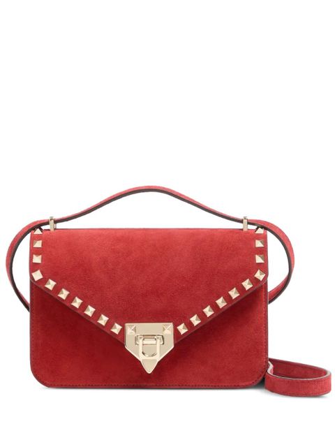 Valentino Garavani Rockstud small suede crossbody bag - Red - zdjęcie produktu nr 1