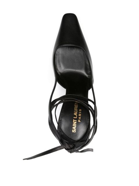 Saint Laurent 105mm ankle-strap leather pumps - Black