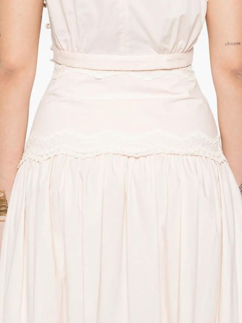 SANDRO Brune lace-trim A-line mid skirt - Pink