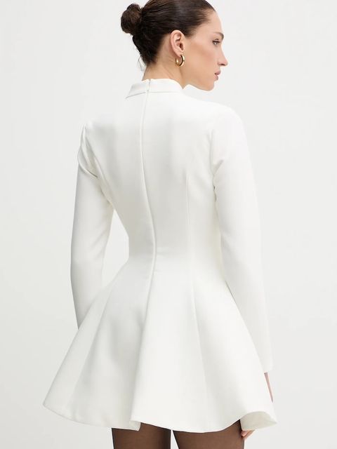 Bardot sukienka kolor beżowy mini rozkloszowana 60238DB