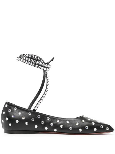 Amina Muaddi Ane crystal-embellished ballerina shoes - Black - zdjęcie produktu nr 1