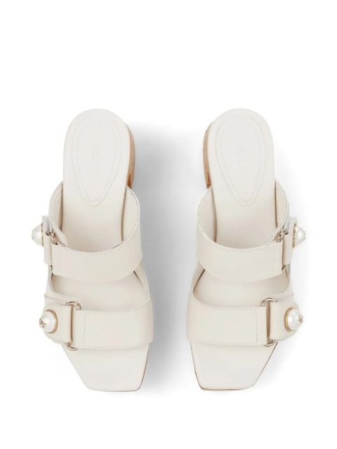 Jimmy Choo 95mm Fayence leather platform sandals - White