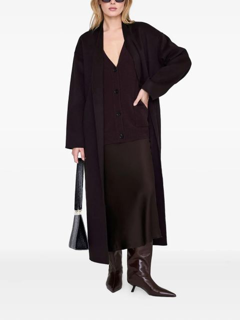 ANINE BING Bar silk midi skirt - Brown