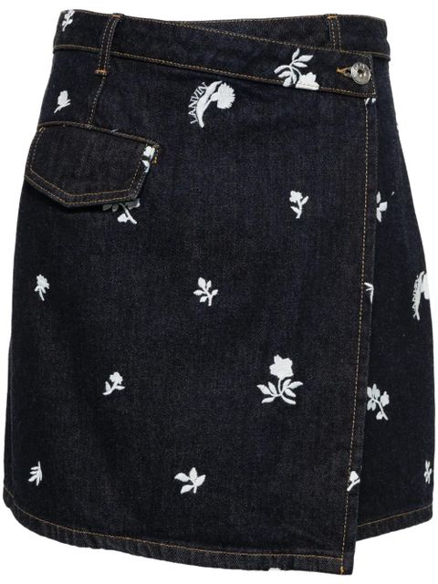 Lanvin floral-embroidered denim skirt - Blue - zdjęcie produktu nr 1
