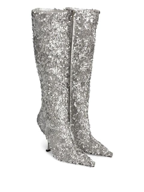 Dolce & Gabbana 105mm sequin-embellished boots - Silver - zdjęcie produktu nr 2