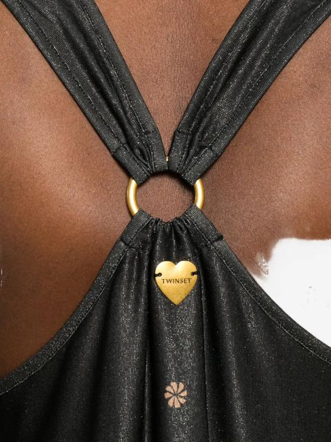 TWINSET floral-print ring-detail top - Black