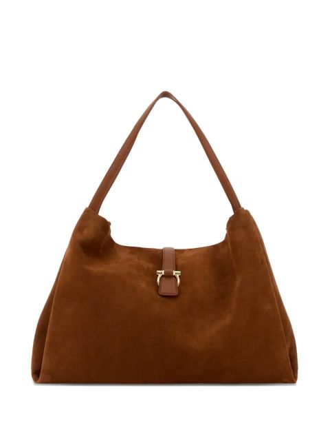 Ferragamo Gancini-detail suede shoulder bag - Brown - zdjęcie produktu nr 1