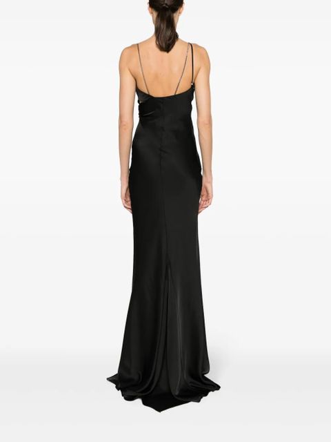 The Attico Melva cut-out satin gown - Black