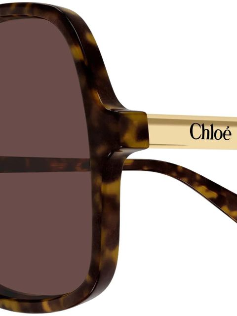 Chloé Eyewear CHLOE OVERSIZED BROWN LENS GEOMETRICAL ACETATE SUNGLASSES