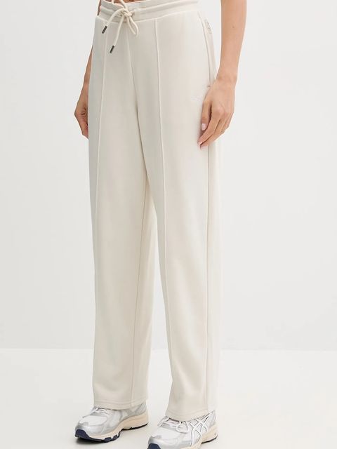 Puma spodnie dresowe damskie kolor beżowy gładkie 688129 - zdjęcie produktu nr 1