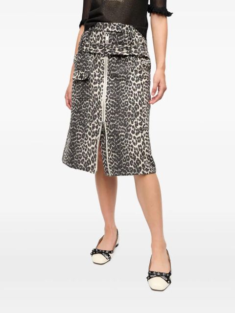 GANNI leopard-print skirt - Neutrals