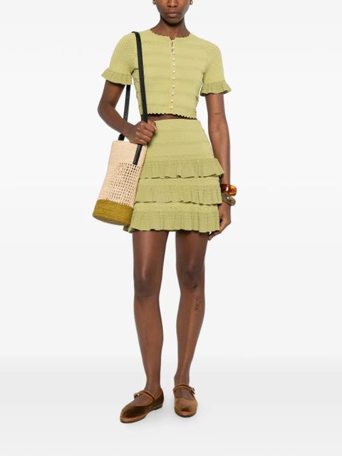 SANDRO ruffled-trime mini skirt - Green - zdjęcie produktu nr 2