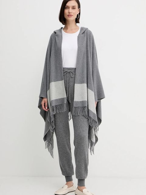 Twinset spodnie dresowe z wełną kolor szary gładkie 252TT3352