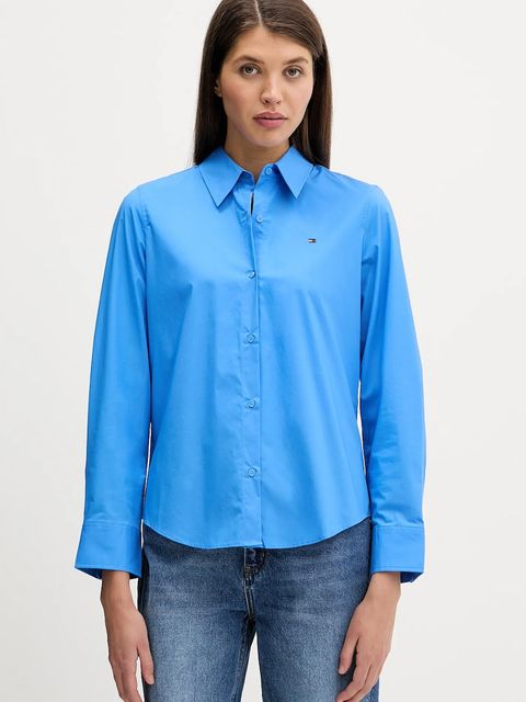 Tommy Hilfiger koszula damska kolor niebieski regular z kołnierzykiem klasycznym WW0WW47169 - zdjęcie produktu nr 1