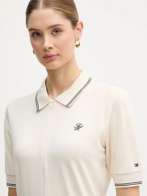 Tommy Hilfiger polo damski kolor beżowy WW0WW47853