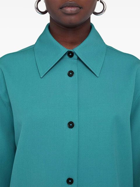 Jil Sander pointed-collar wool shirt - Blue